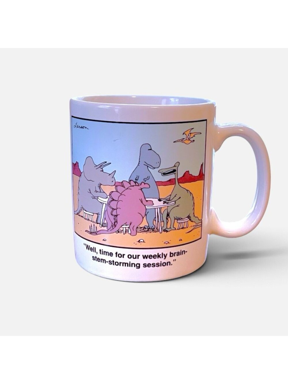 Vintage The Far Side Mug Dinosaurs Brain Stem Storming Session Gary Larson